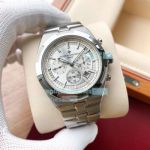 Copy Vacheron Constantin Overseas Stainless Steel Silver Chronograph Dial